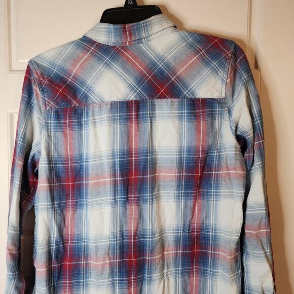 J. Jill Denim Brand Womens Plaid Top Sz Small Longer Length Button Front Casual - Picture 6 of 7